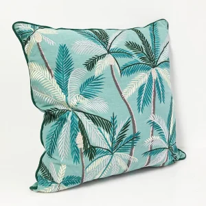 Teal Palm Pillow 26 x 26
