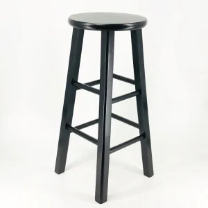 Wood Stool Black 30"